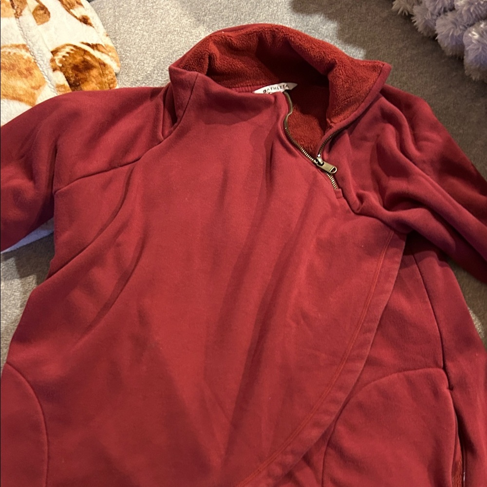 Athleta Burgundy Fleece Pullover with Zipper